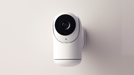 Home wireless security camera on a white background for effective security monitoring and private CCTV applications.