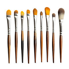 Artistic cutout of brushes studio digital image isolated on transparent background creative focus on object