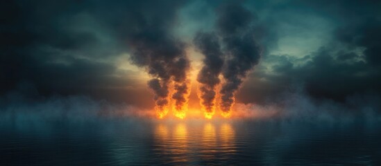 Obraz premium Environmental degradation and carbon emissions affecting sustainability efforts in industries striving for net zero and eco-friendly practices