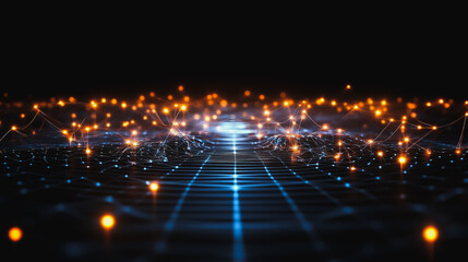 Obraz premium Abstract business connection of lines from nodes It is connected to endless nodes and represents the innovation of communication in the network.