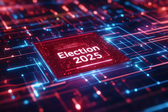 Digital election 2025 concept, futuristic voting technology, electronic ballot innovation, modern election system, advanced democracy, secure electronic voting process, tech-driven election