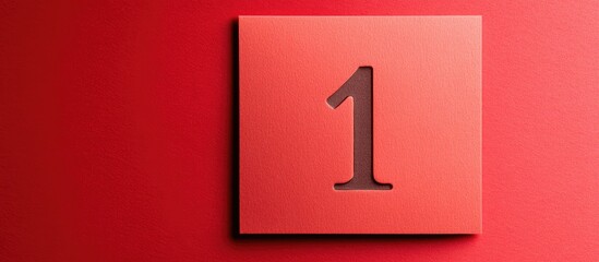 Red greeting card featuring a prominently displayed numeral one for celebrations and milestones. Perfect for invitations and announcements.