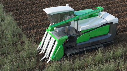 Agricultural Combine Harvester in Field Detailed