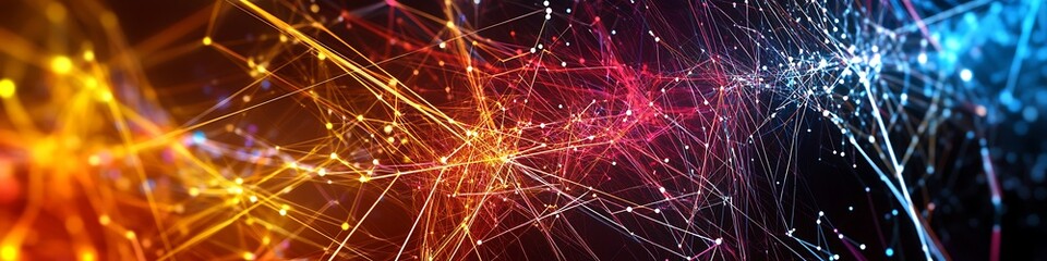 vibrant lines of communication interweaving in a digital tapestry of colors and shapes