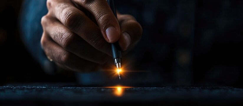 Man checking service quality standards on a tablet with a pen ensuring satisfaction and adherence to certification and standardization processes