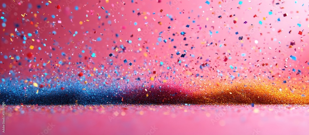 Aufkleber colored confetti texture creating a vibrant pattern against a soft pink background for festive desig