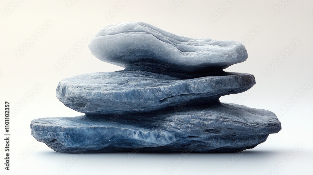Poster grey stone stack with smooth textures and contrasting colors on a neutral background for natural des