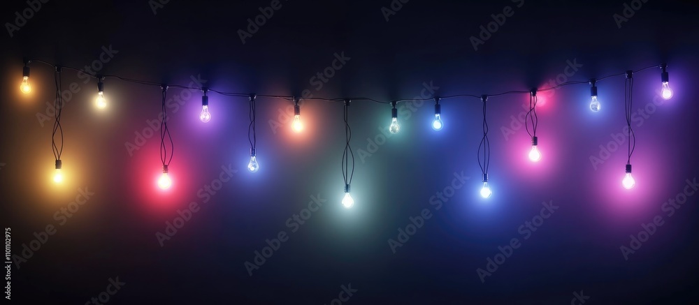 Aufkleber colorful led string lights illuminating a dark background creating a festive and vibrant atmosphere 