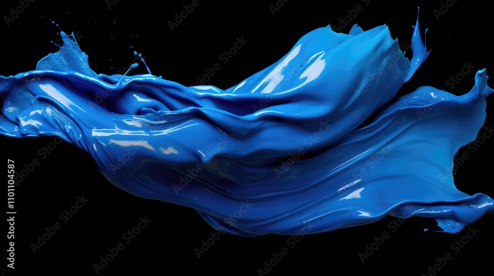 Poster vibrant blue paint stroke on black background ideal for artistic designs and creative projects showc