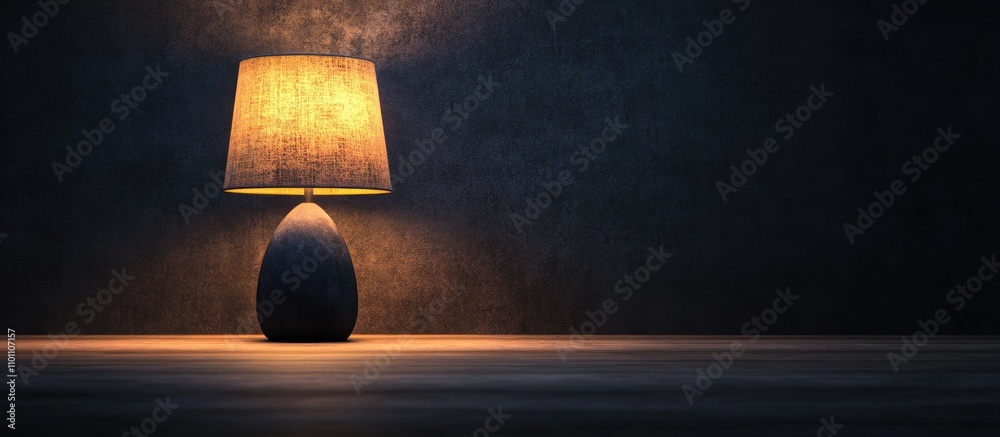 Poster elegant table lamp with warm glow illuminating minimalistic interior, perfect for home decor and int