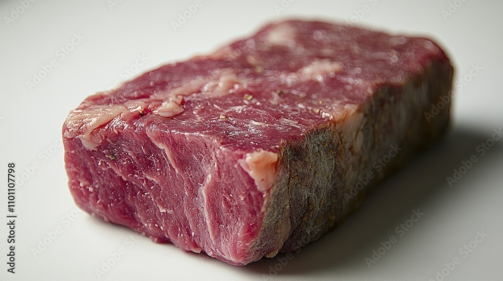 Aufkleber raw beef steak viewed from above on a clean white background ideal for culinary and food preparation