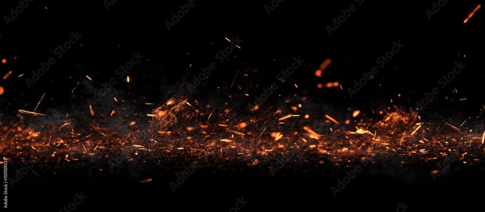 Poster dynamic abstract sparks create an impactful scene against a deep black background representing energ