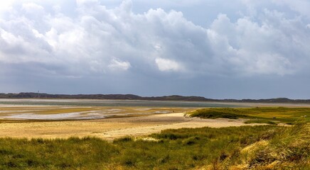 Fototapeta premium Pure nature, dune, heath and beach on the elbow of Sylt