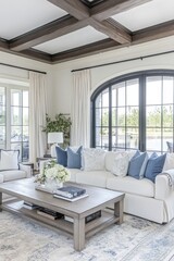 Fototapeta premium Elegant and Inviting Living Room with Large Windows