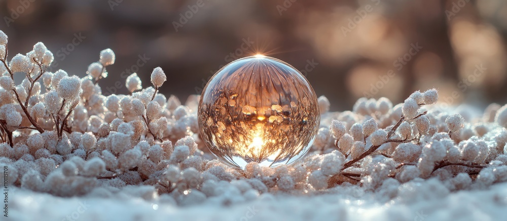 Poster decorative glass sphere and beads on fur tree branches creating a festive, winter-themed atmosphere 