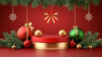 Festive Christmas Display with Decorations and Colorful Ornaments