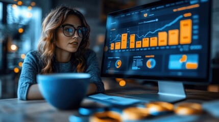 Close-up of a PPC expert analyzing a conversion funnel, with hyper-detailed metrics on click-through rates, bounce rates, and ROI projections.
