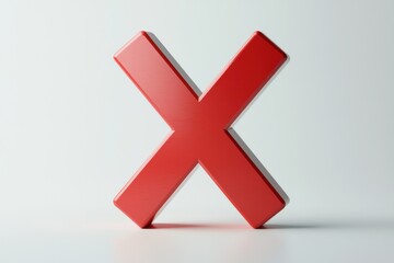 Obraz premium Minimalist red x mark on isolated white background graphic design