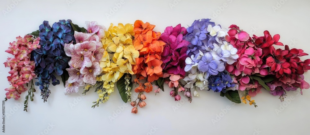Aufkleber vibrant bouquet of assorted artificial flowers showcasing a stunning gradient of colors for decorati