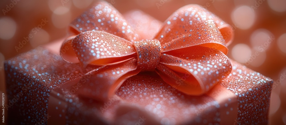 Poster elegant gift box adorned with a sparkling pink bow creating a festive and joyful atmosphere for cele