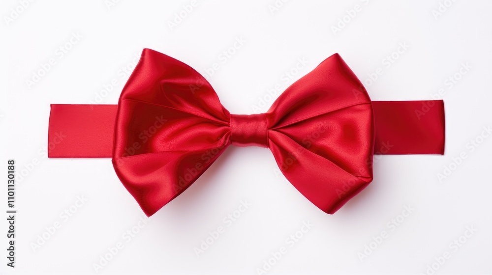 Poster elegant red satin bow with a smooth finish isolated on a clean white background for packaging and de