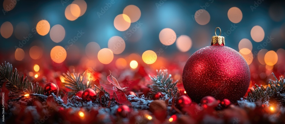 Leinwandbilder christmas ornaments and festive elements arranged on a soft bokeh light background creating a warm h