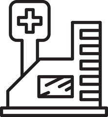 Obraz premium Hospital Building Line Icon 