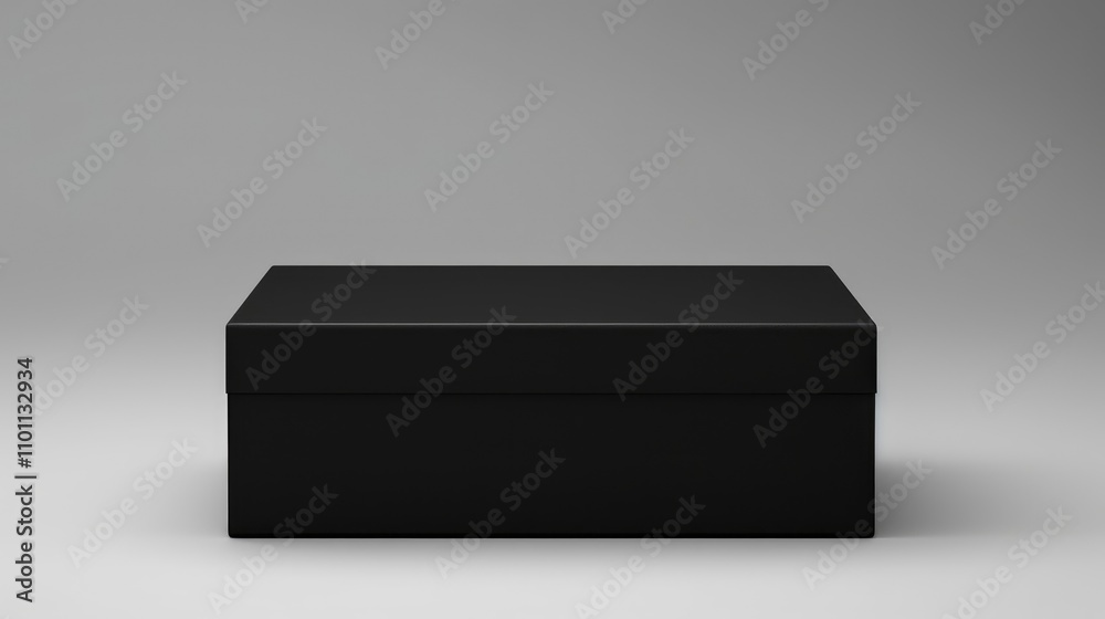 Poster elegant black gift box positioned on a neutral backdrop showcasing minimalist design ideal for packa