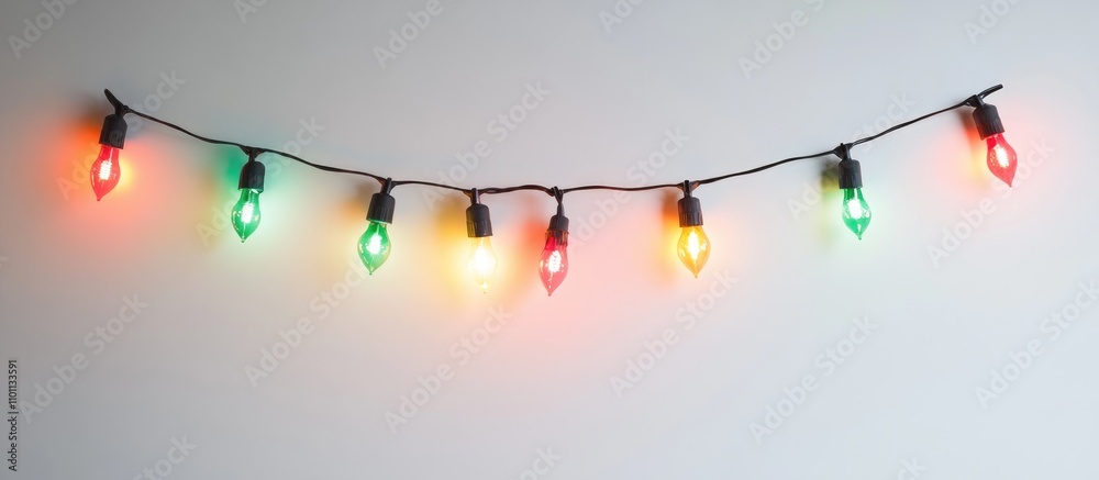 Poster colorful christmas string lights displayed on a clean white background creating a festive holiday at