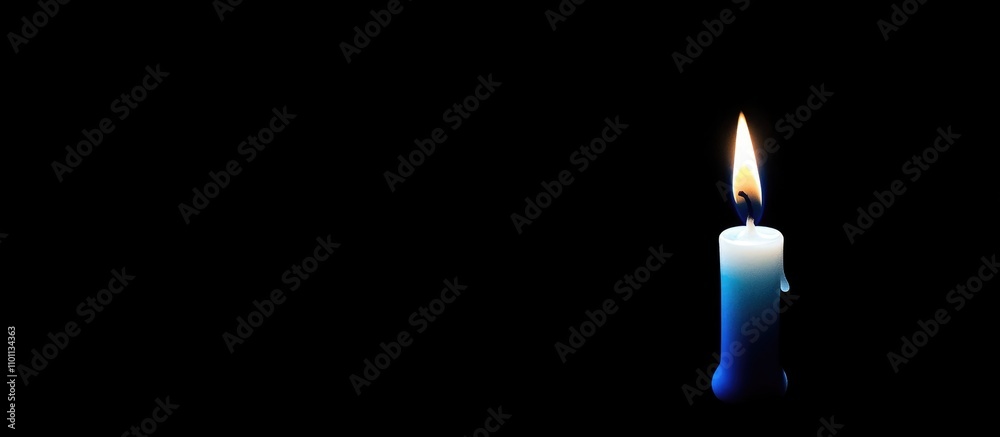 Aufkleber blue and white candle glowing against a dark background creating a serene and calming atmosphere for