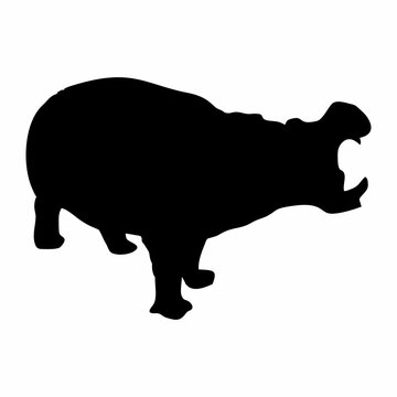 recommend clip art: silhouette of a standing hippo