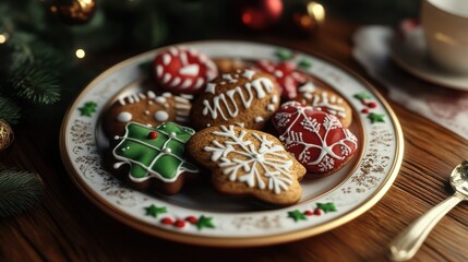 Fototapeta premium Plate with Christmas cookies