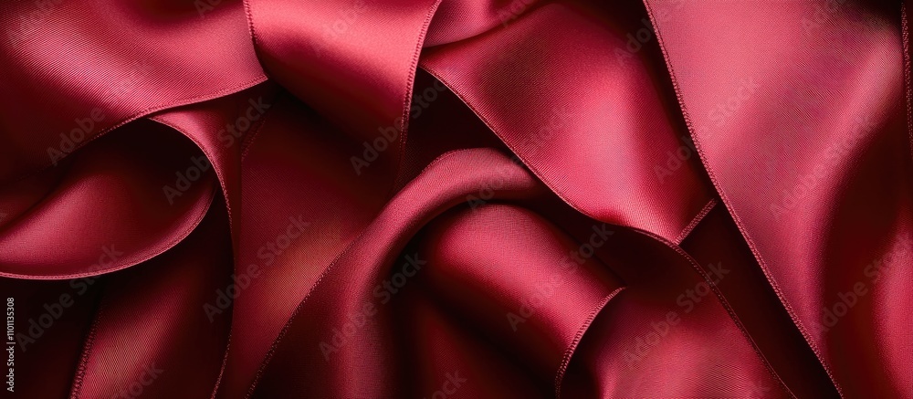 Poster elegant crimson silk fabric draping softly creating a luxurious backdrop for holiday branding and up
