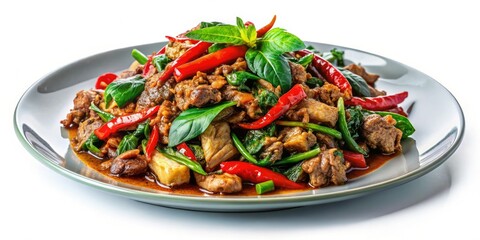 Silhouette Moo Pad Krapow: Thai Basil Pork Stir-Fry, Watercolor Clipart, Food Illustration, Silhouette Photography