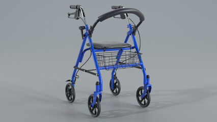 Foldable Four Wheel Medical Walker with Seat