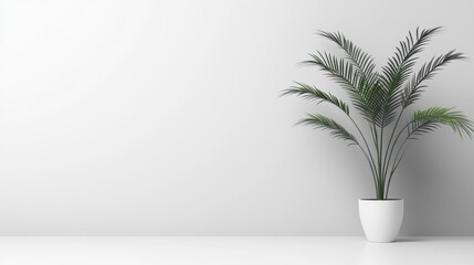 Obraz premium Minimalist Interior with Potted Palm Plant
