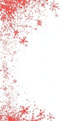 Fototapeta premium Red snowflake border on white background for holiday designs