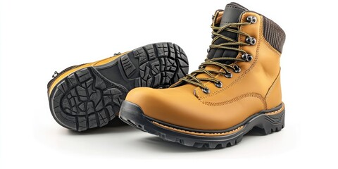 Men s winter boots featuring anti skid soles are isolated on a white background, showcasing the design and functionality of the anti skid soles for enhanced safety in cold conditions.