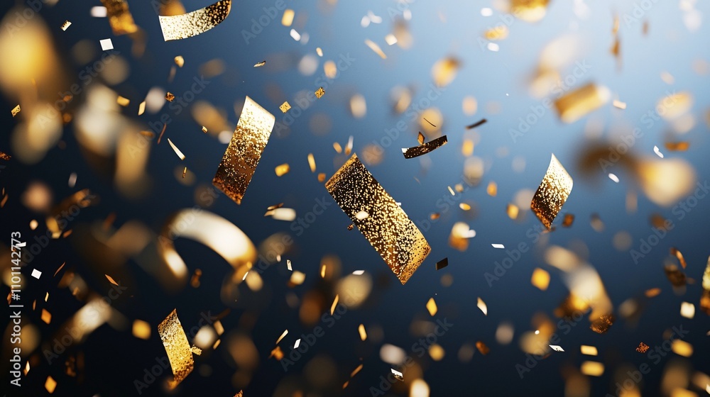 Aufkleber a festive new year background featuring golden confetti falling against a sparkling dark gradient st