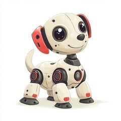 Fototapeta premium Cute robotic puppy dog illustration.