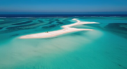 Obraz premium Aerial View of Idyllic Tropical Island, Turquoise Waters, White Sand
