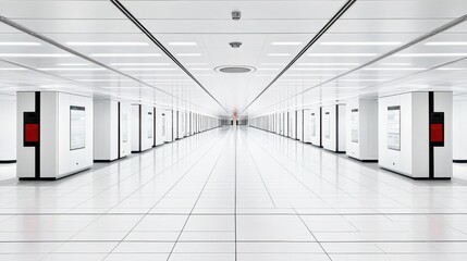 Symmetrical and Minimalist Hallway with Identical Doors