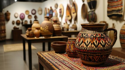 A dynamic showcase of traditional crafts and artifacts highlights diverse cultures, with artisans revealing their skills to create an authentic tapestry of history.