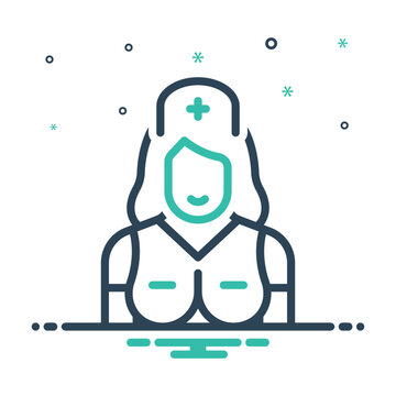 nurse icon, blue and green, medical clip art preview