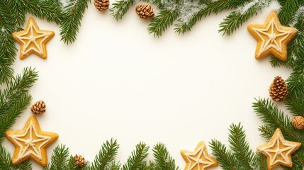 A festive Christmas wreath crafted from delightful cookies and natural pine cones, perfect for holiday decoration and celebration.