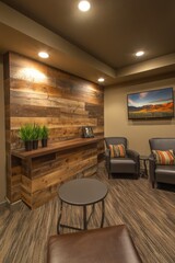Fototapeta premium Cozy and Modern Rustic Living Room with Wooden Accent Wall