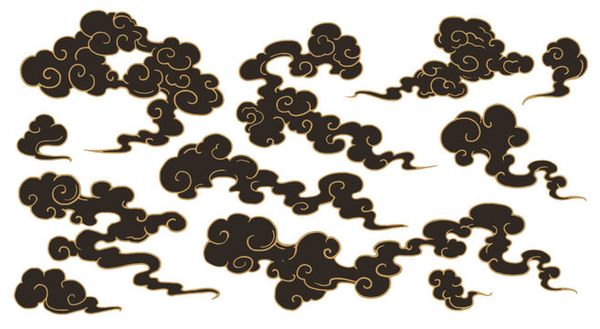 もくもく和風雲イラスト2