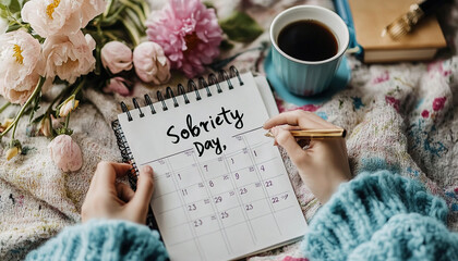 Floral calendar celebrating World Sobriety Day