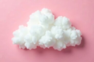 Fototapeta premium Cloud of cotton wool on a pink background. Concept of rain, rain. Flat lay, top view