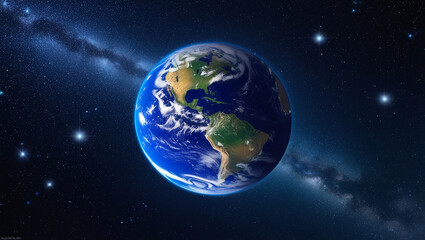 Fototapeta premium AI generative. Illustration of earth view from the space . 2
